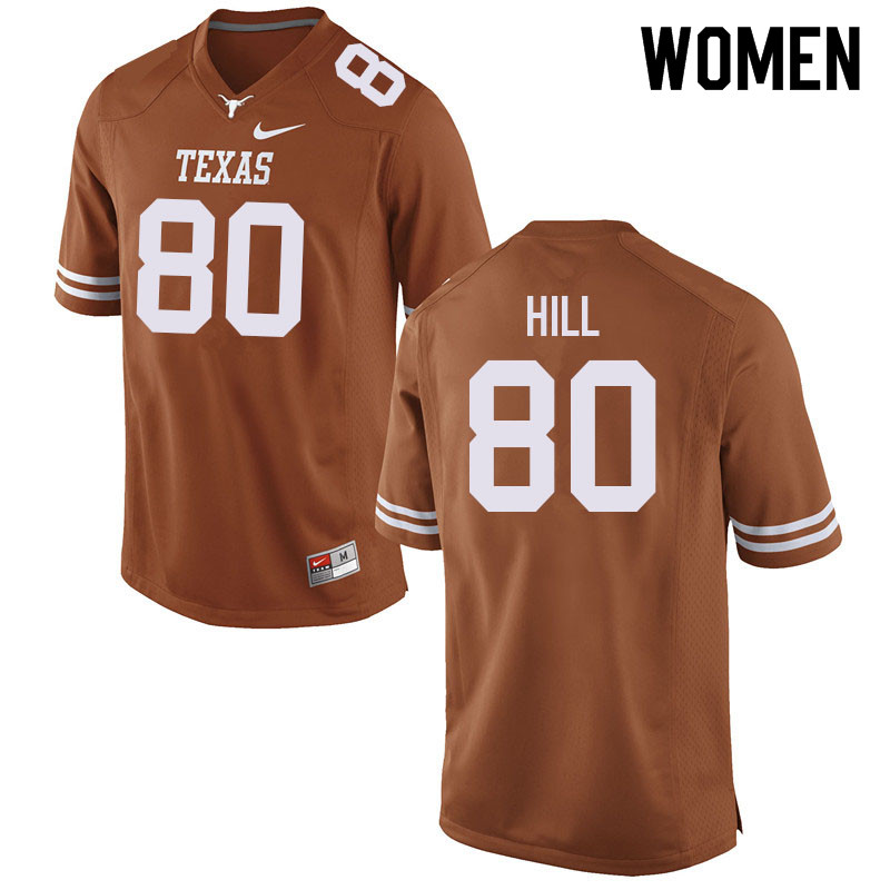 Women #80 Myles Hill Texas Longhorns College Football Jerseys Sale-Orange